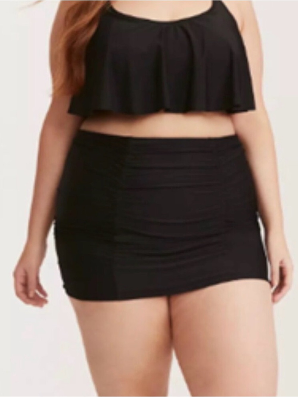 Torrid Black Swim Skirt Size 1 Plus Ruched Swim Bottoms